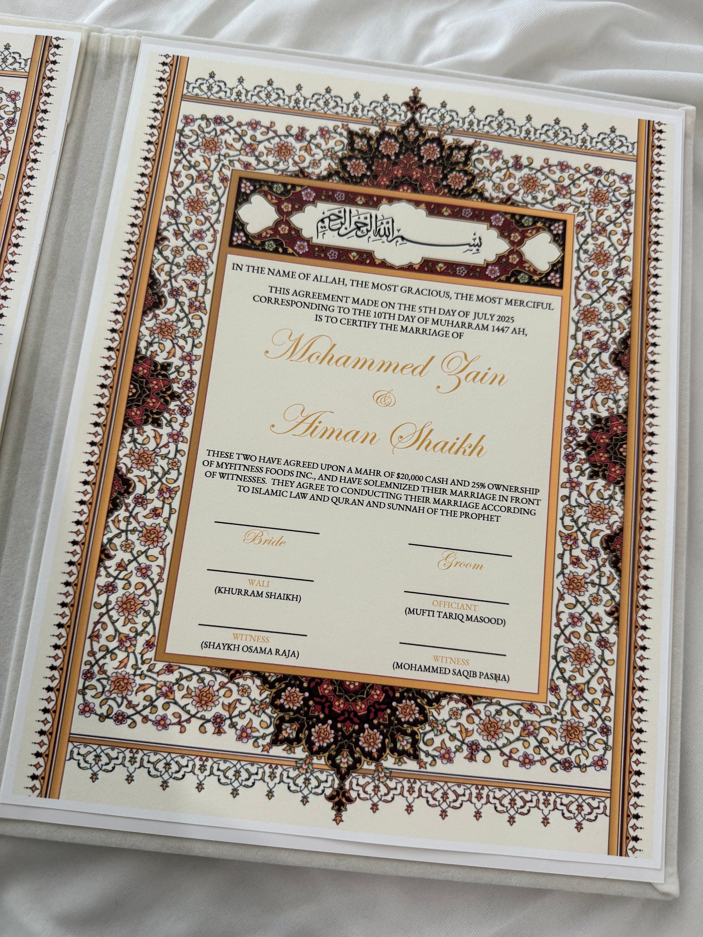 Nikkah Contract, Personalized Nikkah Contract, Nikkah Nama, Nikkah Certificate, Nikkah Details, Nikkah Sign, Marriage Certificate