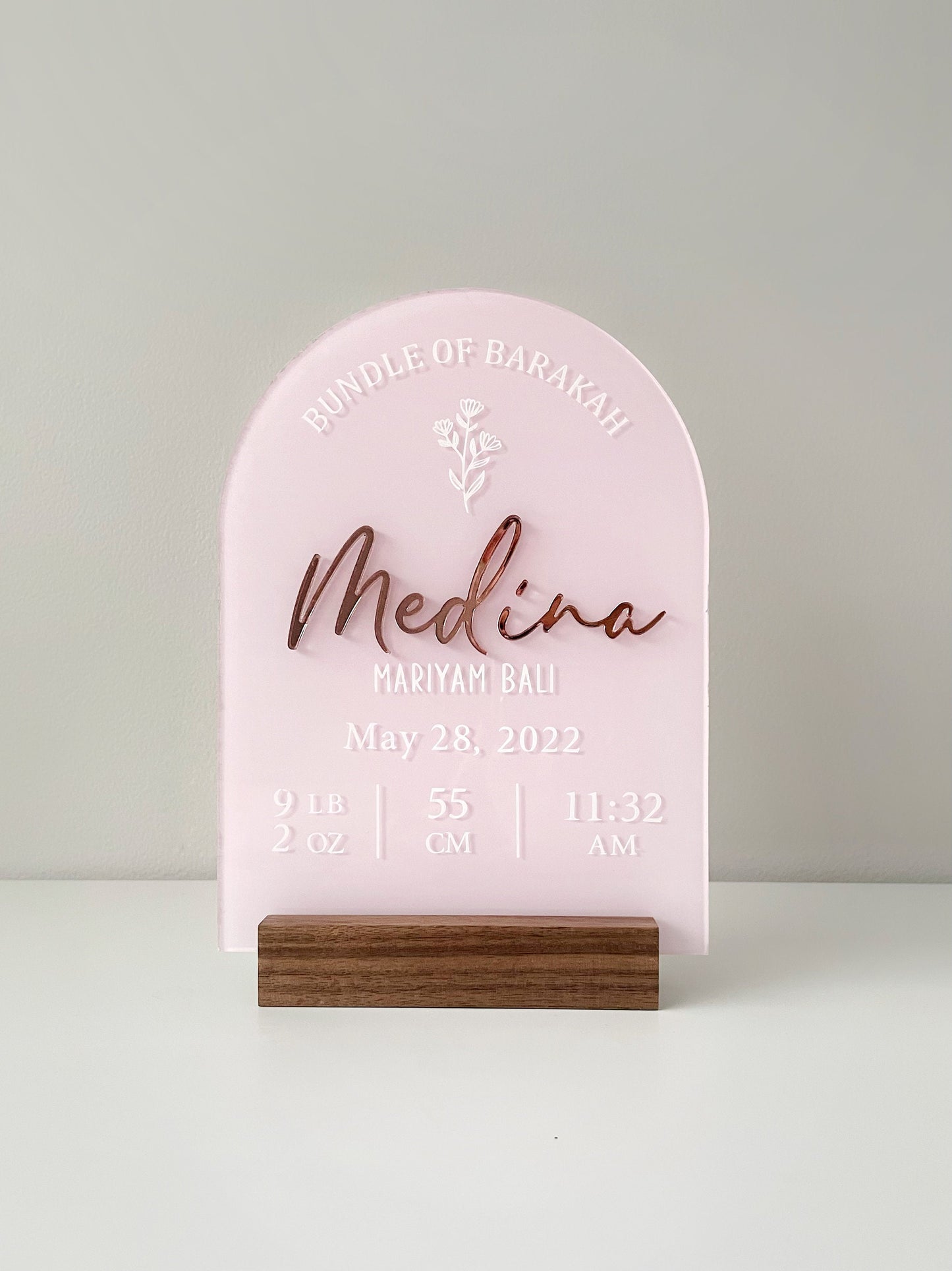 Baby Birth Stat Acrylic Plaque, Birth Announcement Sign, Welcome Baby Sign, Acrylic Nursery Sign, Newborn Keepsake, Birth Stat Keepsake
