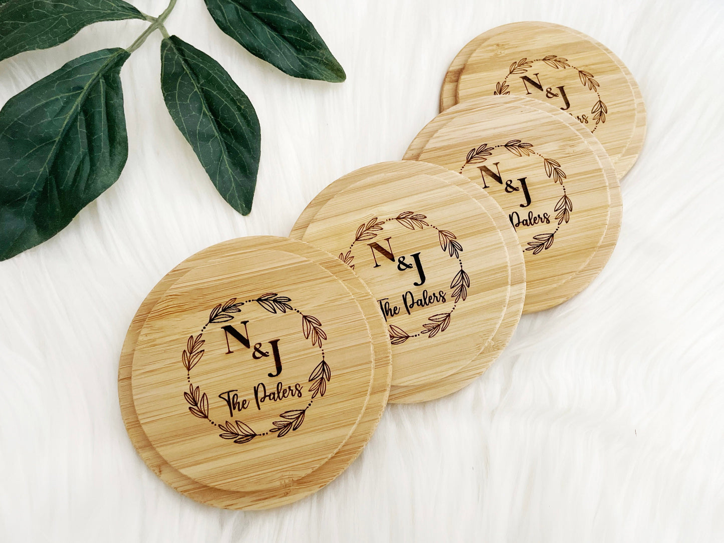 Custom Engraved Coasters, Personalized Wood Coasters, Coasters Set, Housewarming Gift, Bridal Shower Gift, Wedding Gift, Kitchen Decor