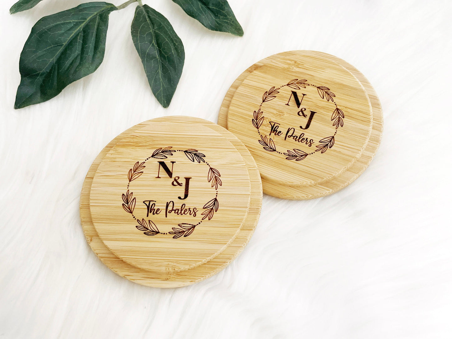 Custom Engraved Coasters, Personalized Wood Coasters, Coasters Set, Housewarming Gift, Bridal Shower Gift, Wedding Gift, Kitchen Decor