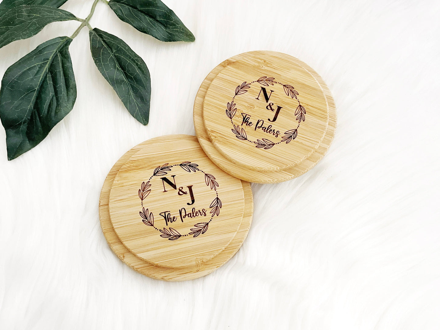 Custom Engraved Coasters, Personalized Wood Coasters, Coasters Set, Housewarming Gift, Bridal Shower Gift, Wedding Gift, Kitchen Decor