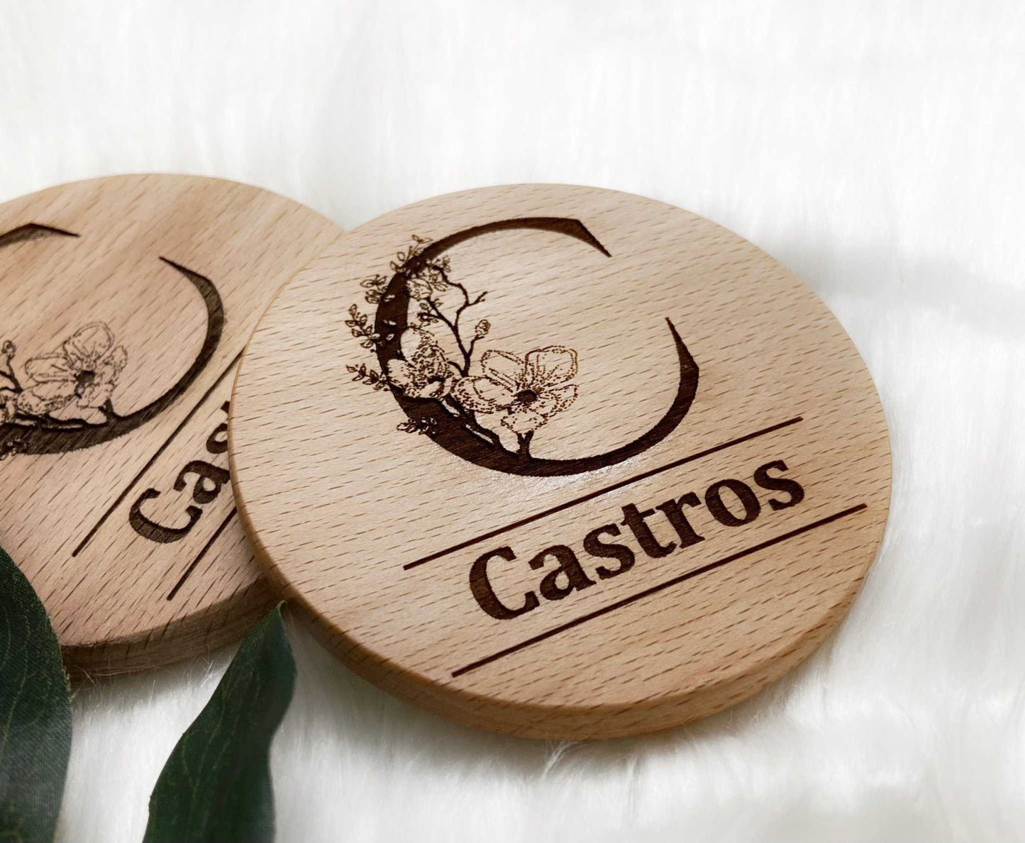 2 Initial Coasters - Custom Engraved Gifts