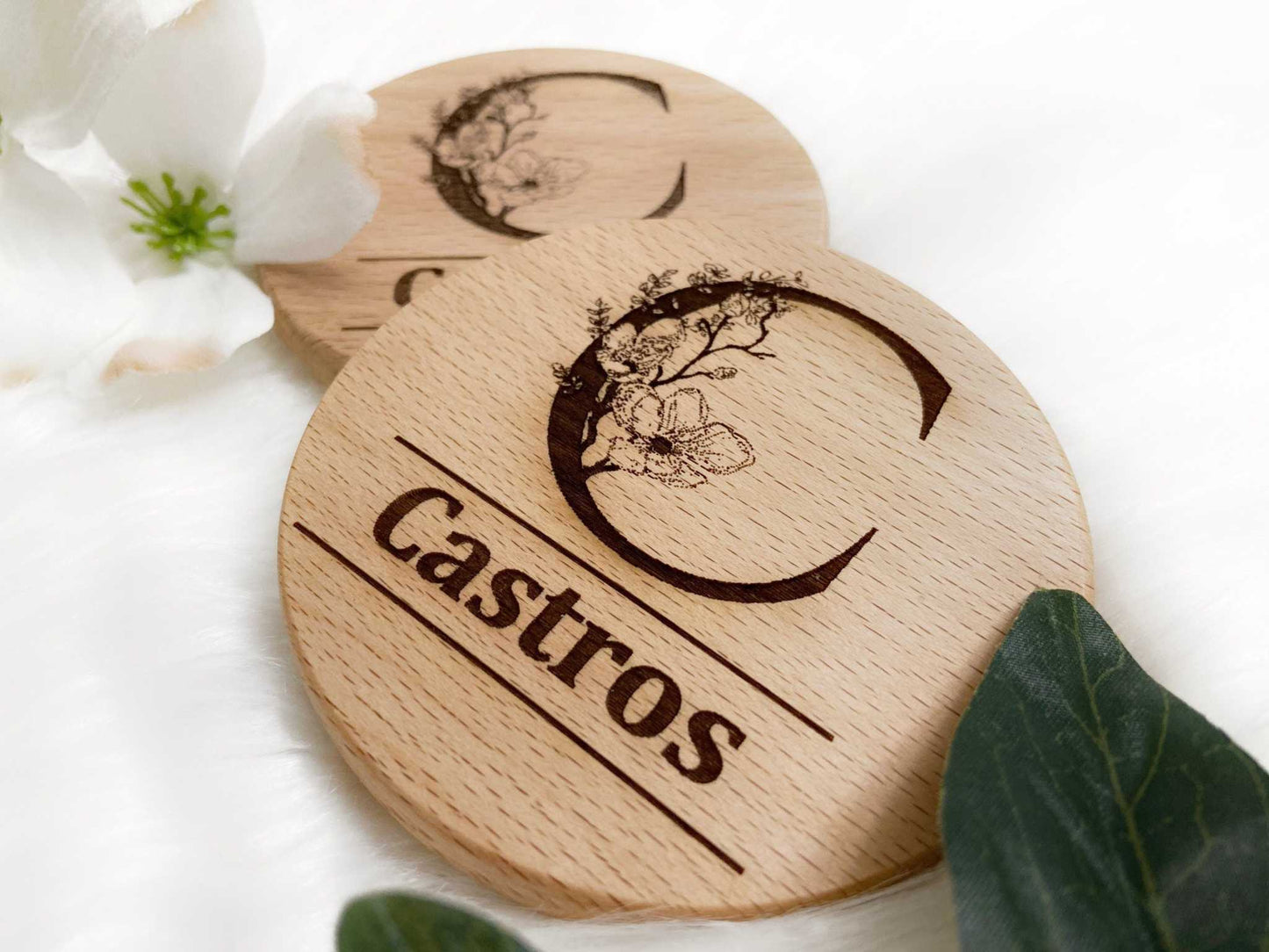 2 Initial Coasters - Custom Engraved Gifts