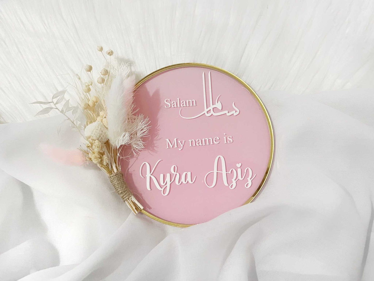 Salaam World Birth Announcement Boho - Stylish Plaque for Newborns