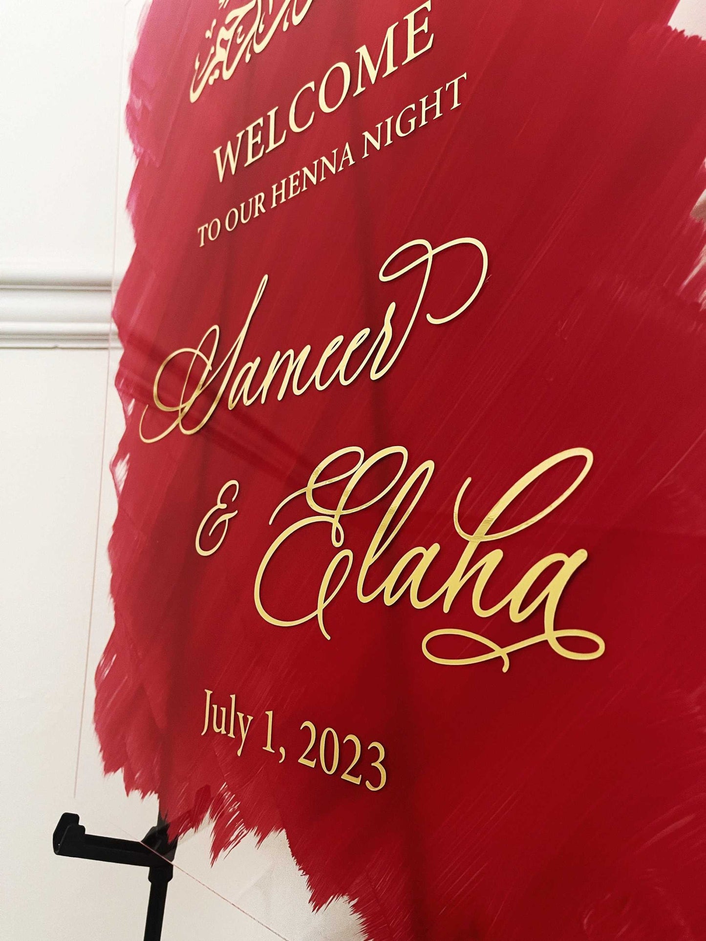 Red & Gold Islamic Wedding Sign - Elegant Custom Acrylic Display