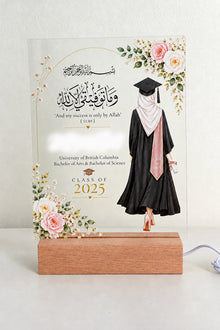 Personalized Islamic Graduation Plaque | Floral Hijabi Graduate Keepsake