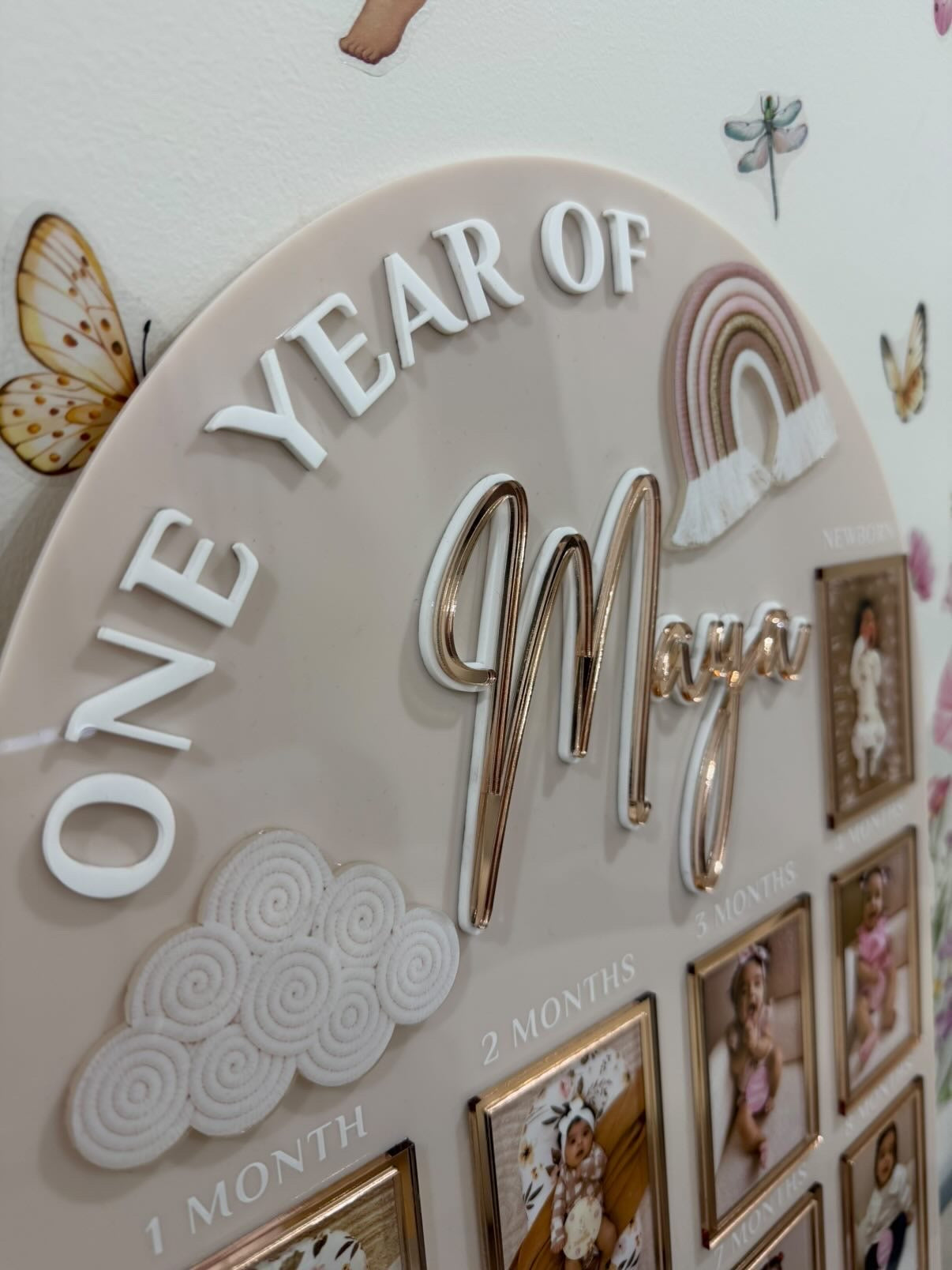 Acrylic Photo Milestone Board | Cherish Baby's First Year Printed