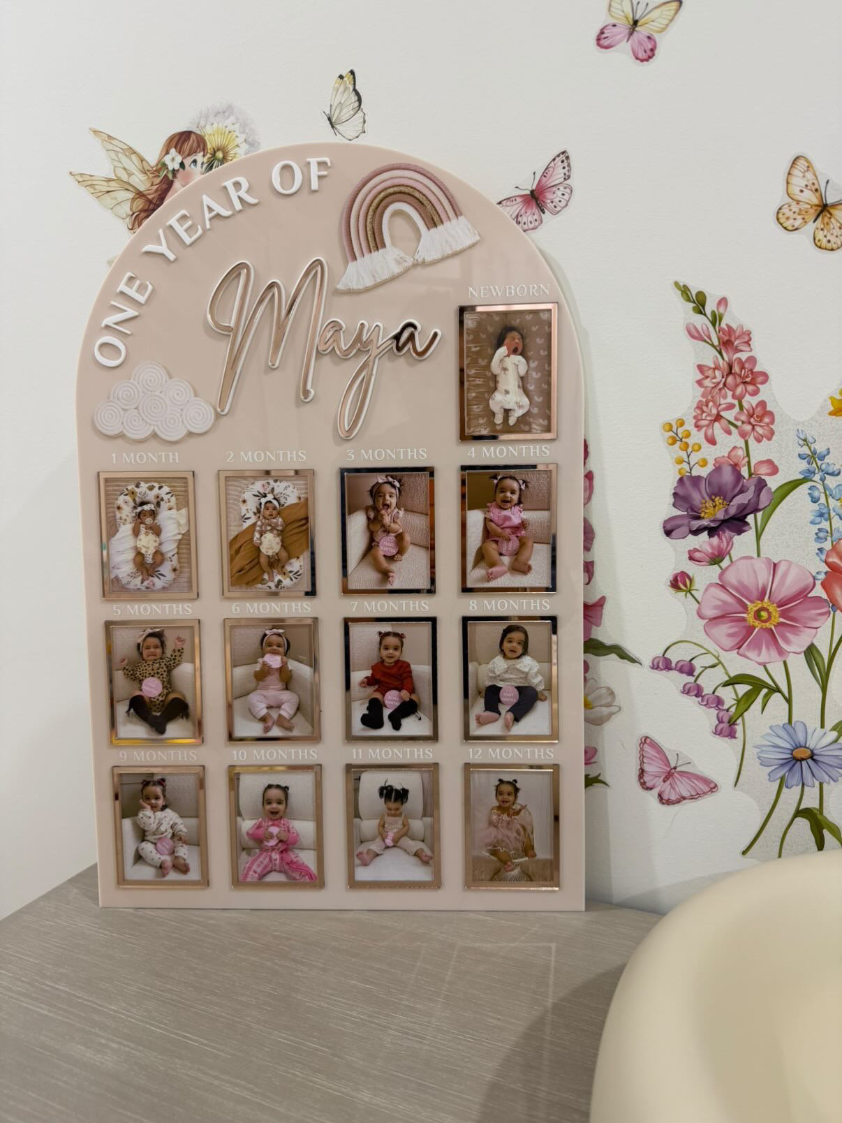 Acrylic Photo Milestone Board | Cherish Baby's First Year Printed