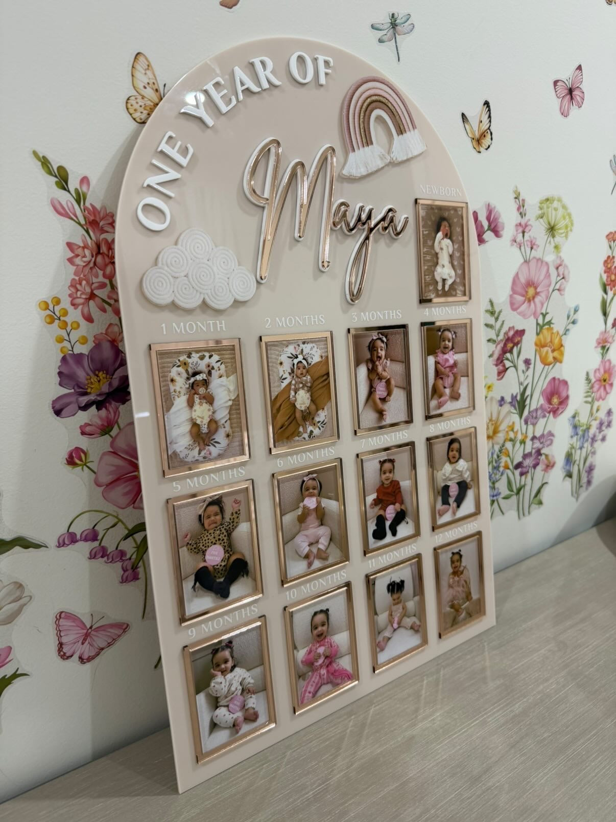 Acrylic Photo Milestone Board | Cherish Baby's First Year Printed
