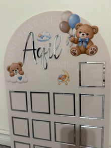 Personalized First Birthday Photo Milestone Sign | Teddy Bear Acrylic