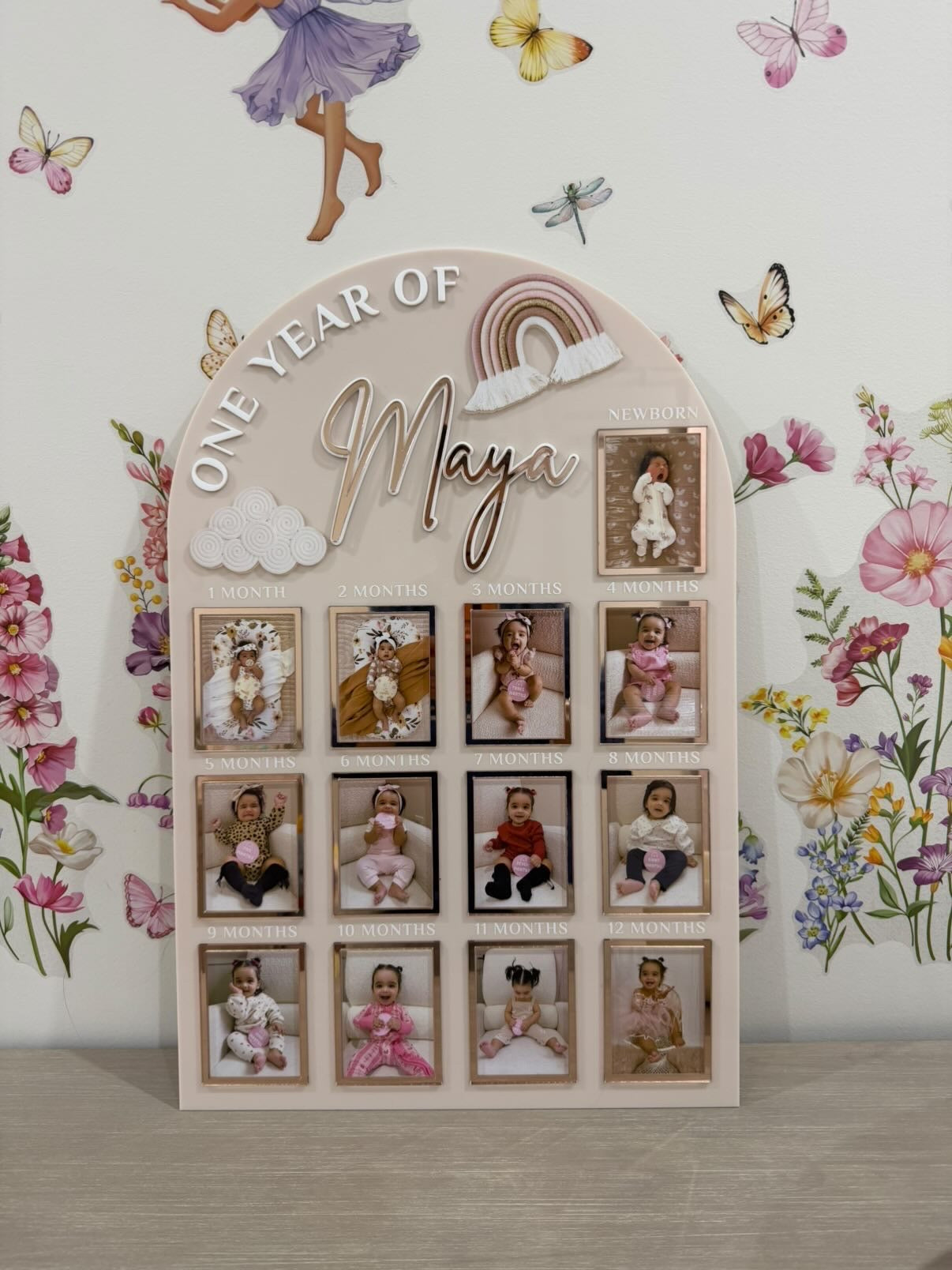 Acrylic Photo Milestone Board | Cherish Baby's First Year Printed