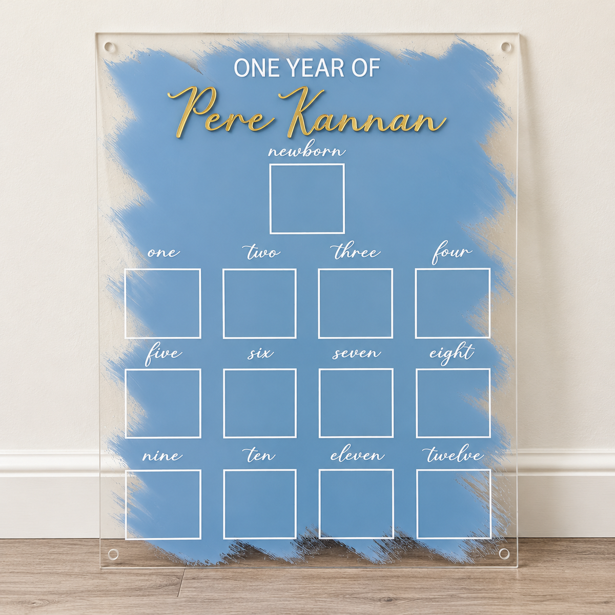 Personalized First Birthday Photo Milestone Sign | 18 x 24 Acrylic flowers