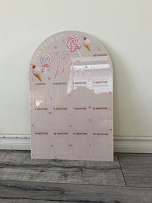 Personalized First Birthday Photo Milestone Sign | Lollipop/Confetti Theme  Acrylic