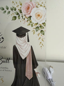 Personalized Islamic Graduation Plaque | Floral Hijabi Graduate Keepsake