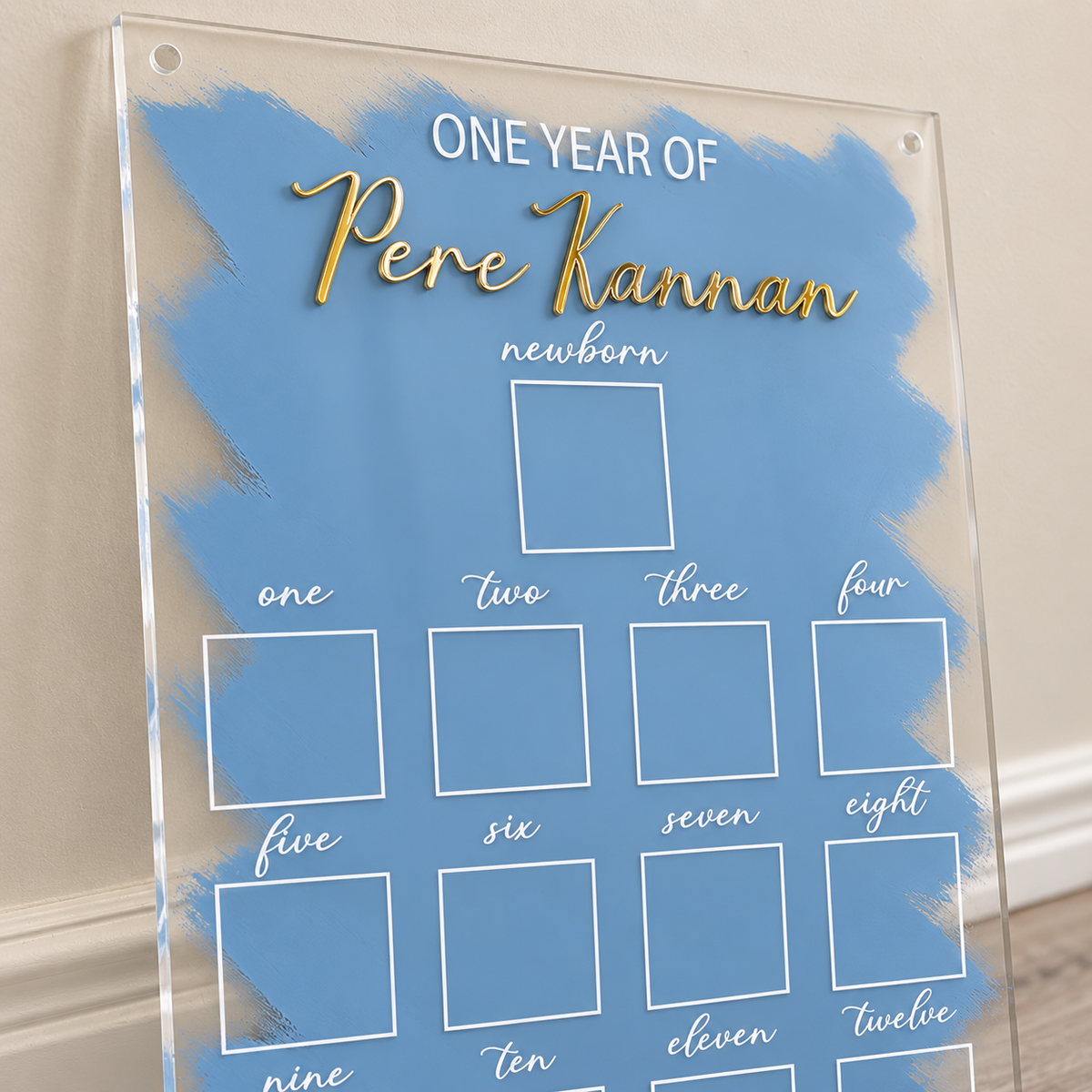 Personalized First Birthday Photo Milestone Sign | 18 x 24 Acrylic flowers