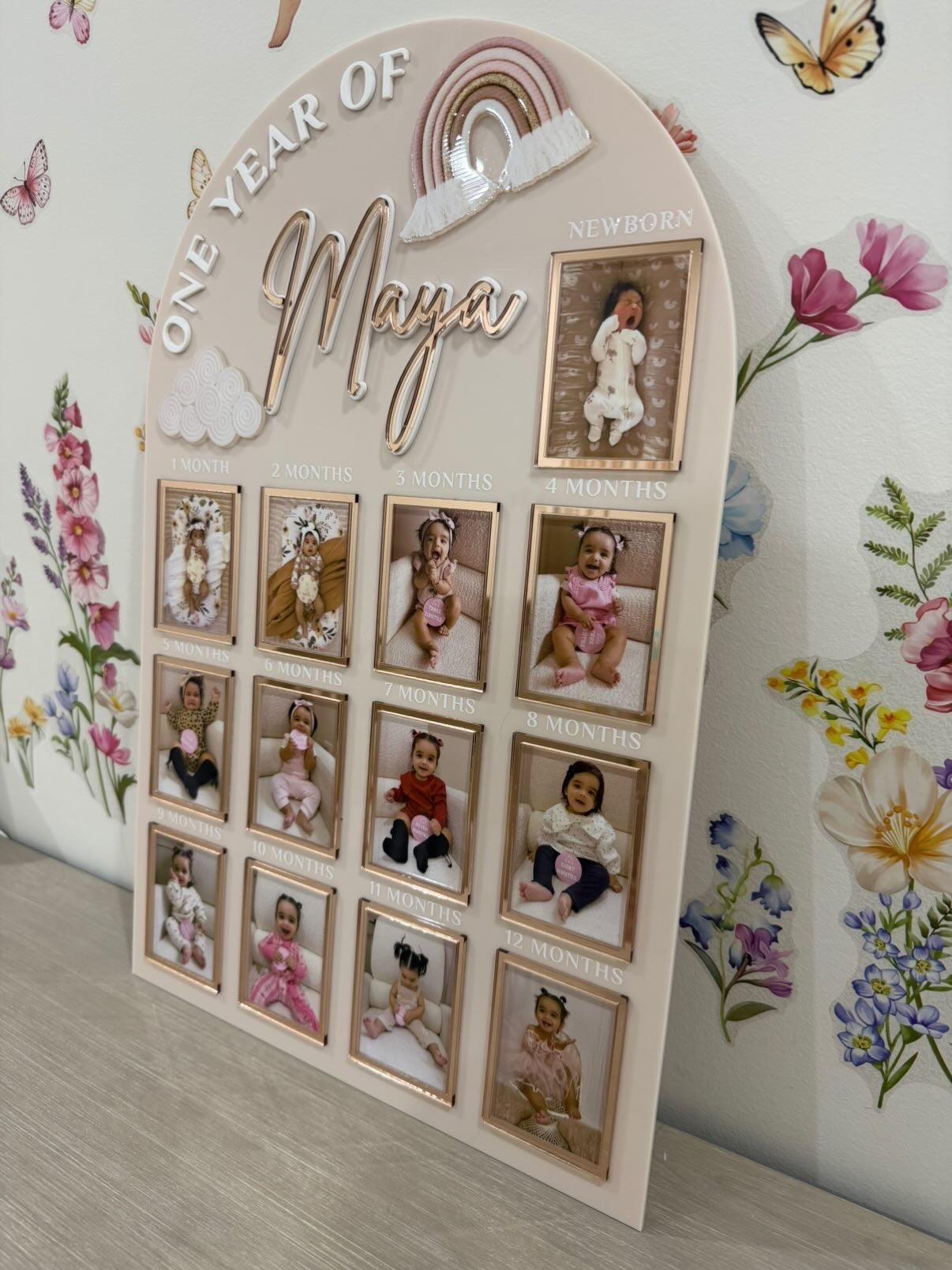 Acrylic Photo Milestone Board | Cherish Baby's First Year Printed