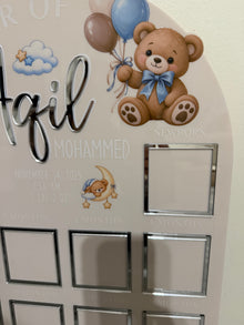 Personalized First Birthday Photo Milestone Sign | Teddy Bear Acrylic
