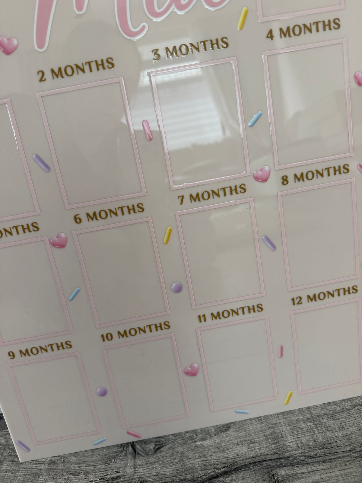 Personalized First Birthday Photo Milestone Sign | Lollipop/Confetti Theme  Acrylic