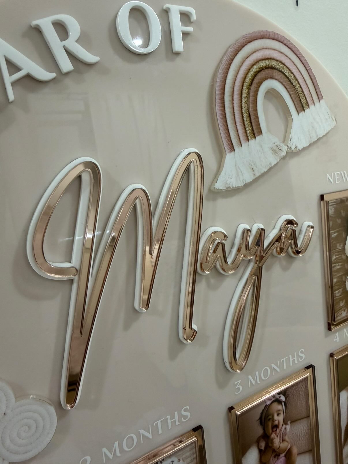 Acrylic Photo Milestone Board | Cherish Baby's First Year Printed