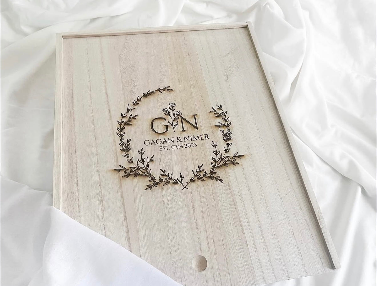 Personalized Wooden Keepsake Box – Large Custom Engraved Memory Box