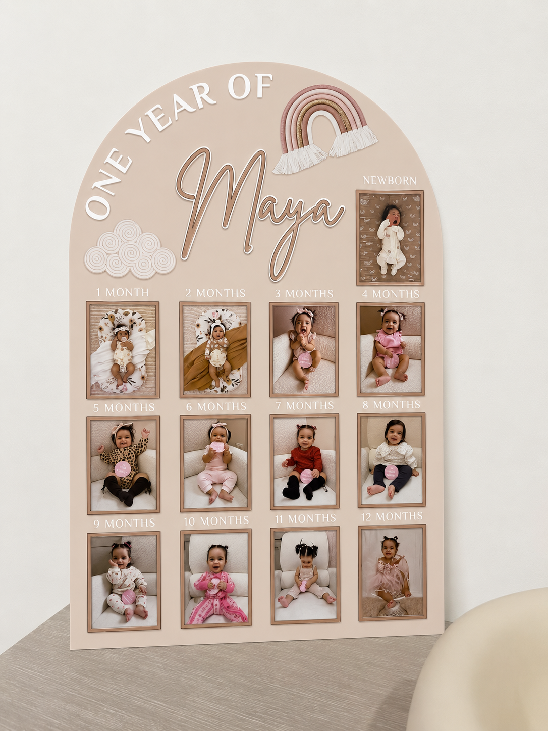 Acrylic Photo Milestone Board | Cherish Baby's First Year Printed
