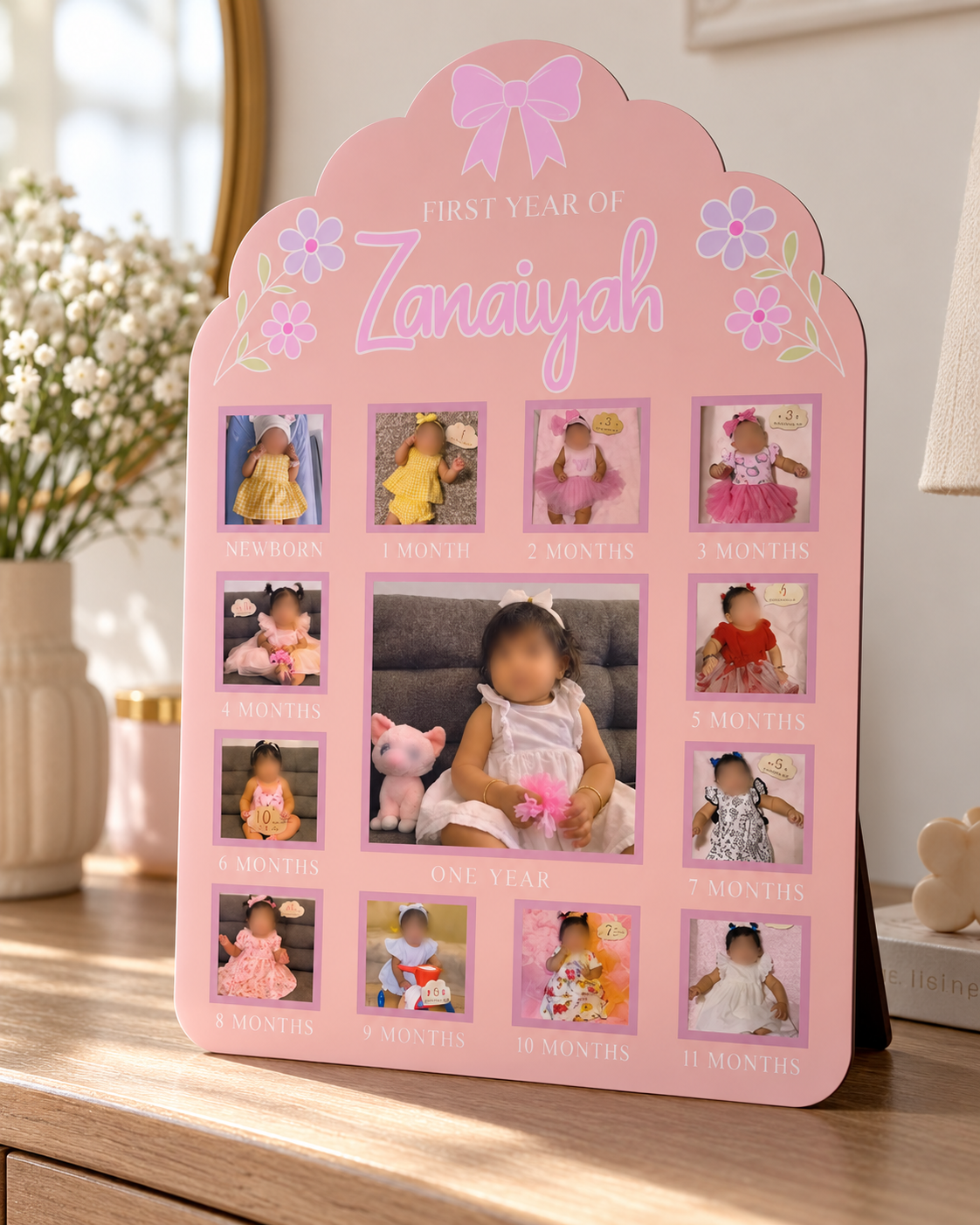 Personalized First Birthday Photo Milestone Sign | 18 x 24 Acrylic