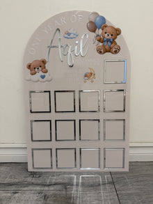 Personalized First Birthday Photo Milestone Sign | Teddy Bear Acrylic