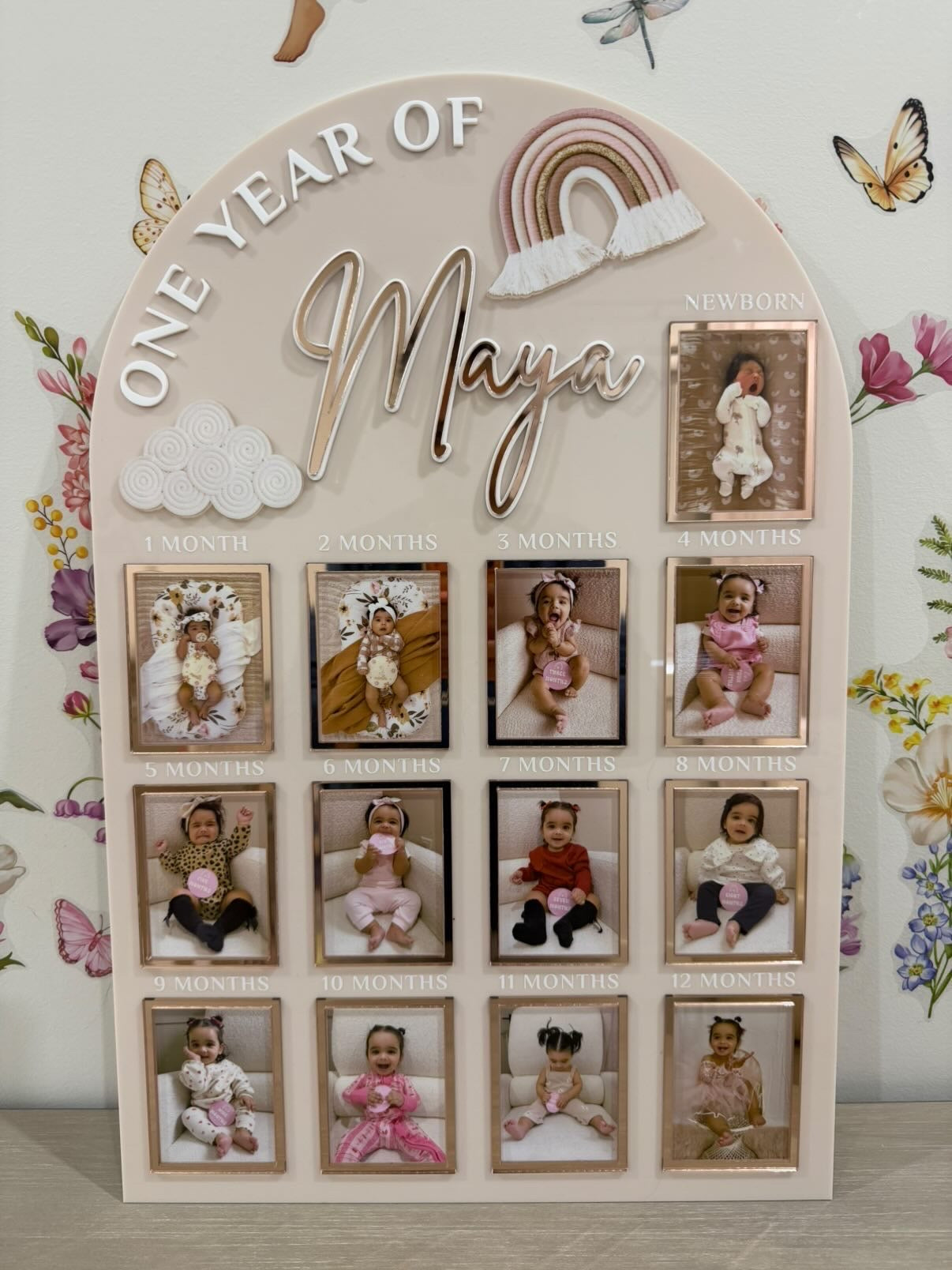Acrylic Photo Milestone Board | Cherish Baby's First Year Printed