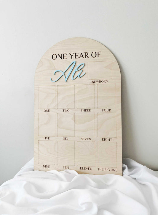 Wooden Photo Milestone Board  -  Cherish Baby's Growth Keepsake 