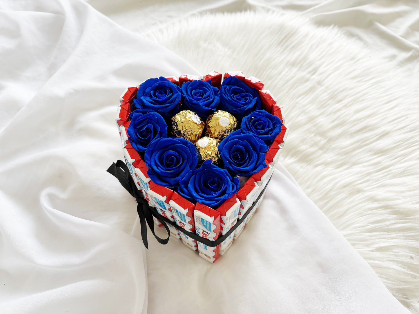 Deep Blue Forever Rose Chocolate Arrangement