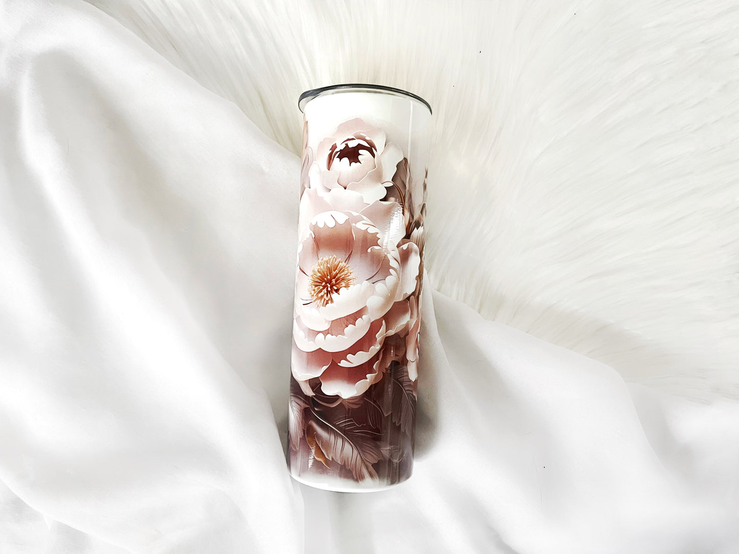 Brown Florals skinny Personalized Tumbler for Stylish Beverages