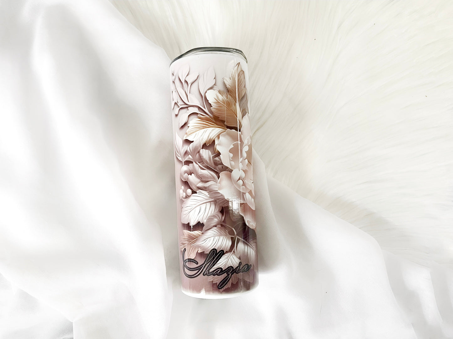 Brown Florals skinny Personalized Tumbler for Stylish Beverages