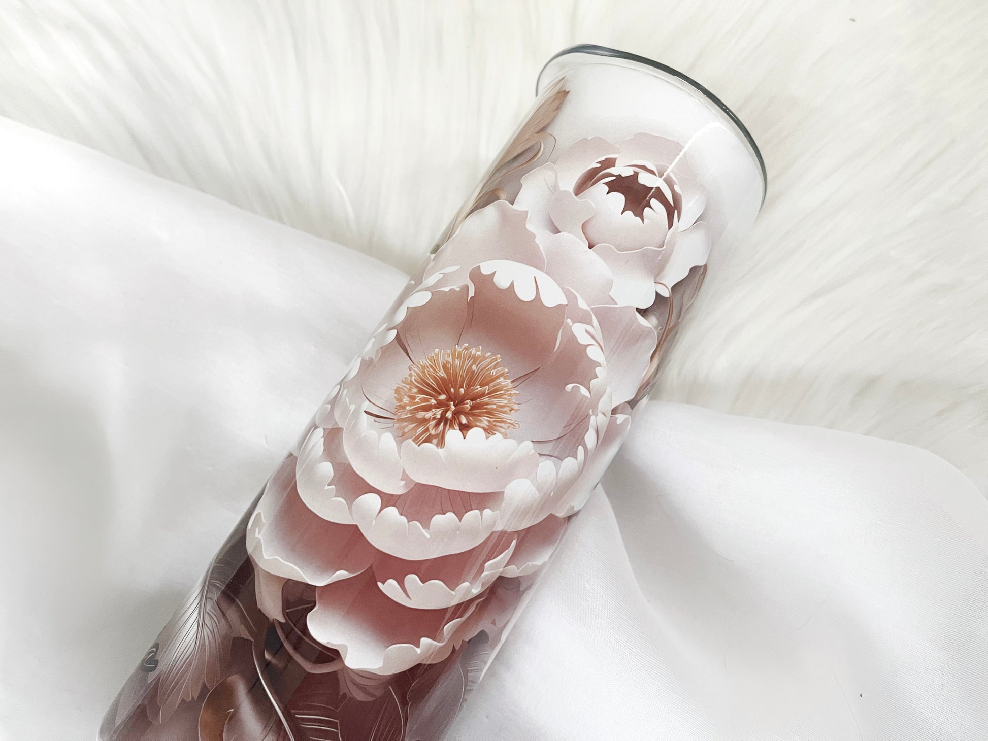 Brown Florals skinny Personalized Tumbler for Stylish Beverages