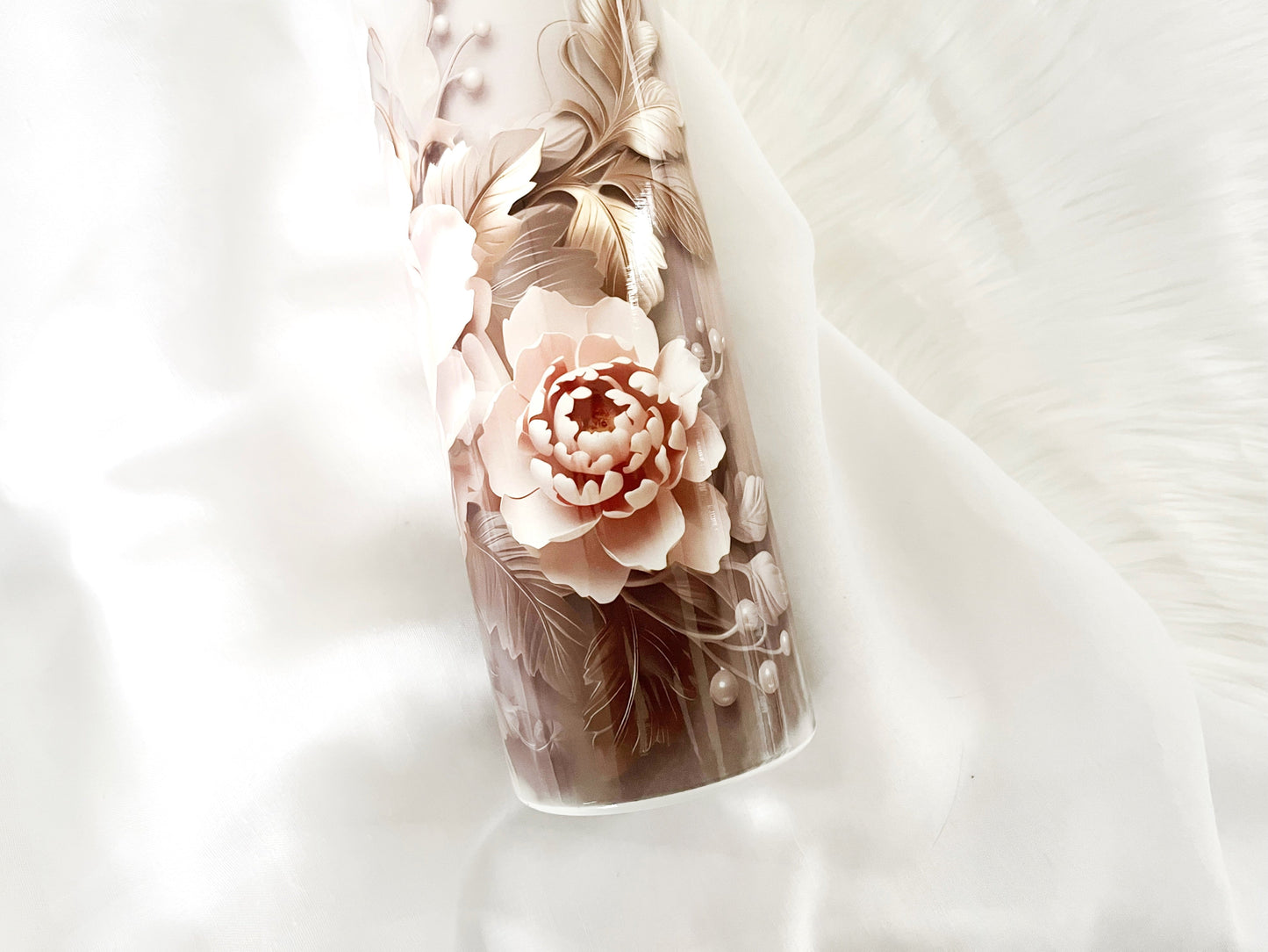 Brown Florals skinny Personalized Tumbler for Stylish Beverages