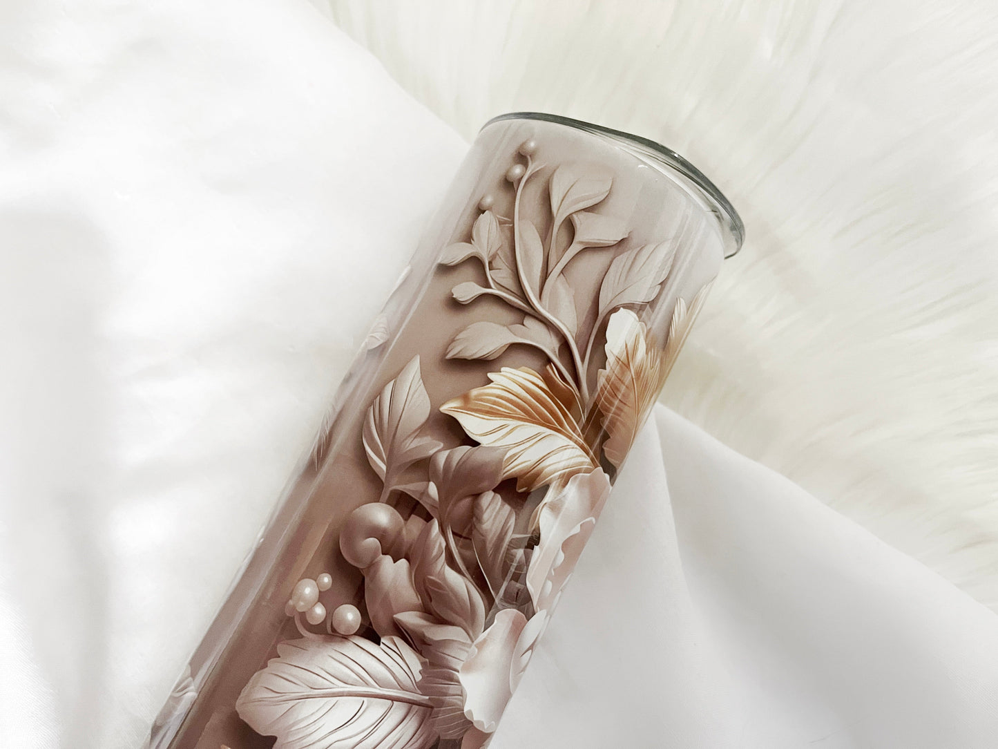 Brown Florals skinny Personalized Tumbler for Stylish Beverages