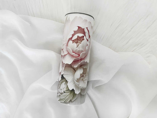 Pink Florals Skinny Tumbler - Customized and Stylish Gift