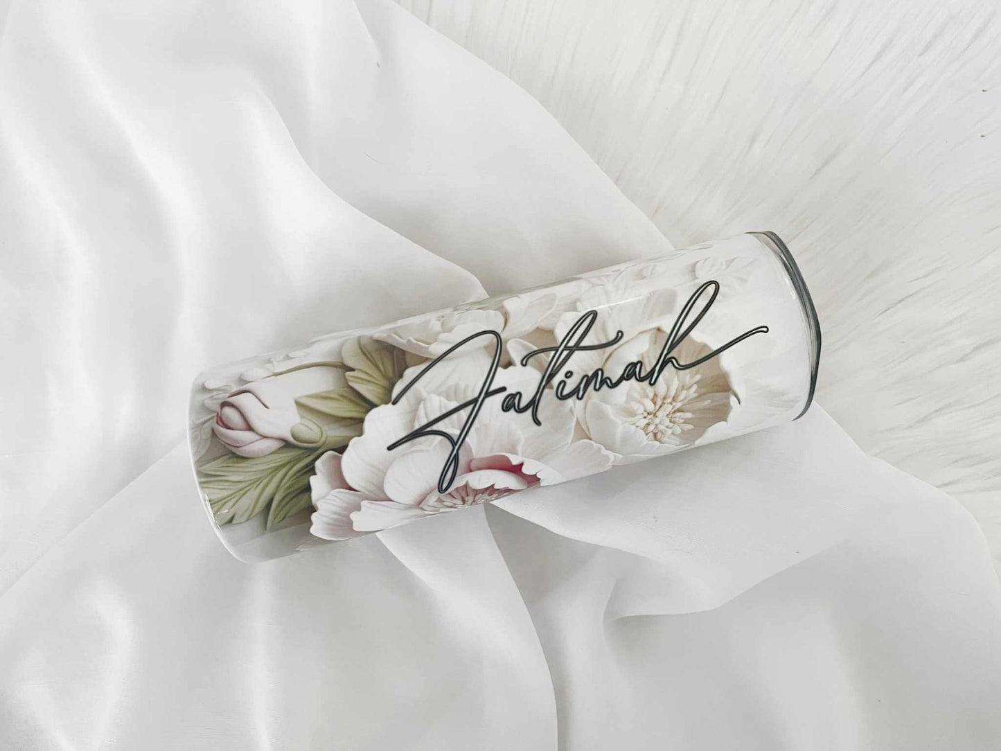 Pink Florals Skinny Tumbler - Customized and Stylish Gift