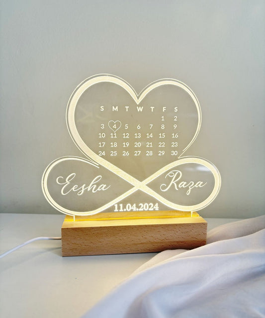 Calendar Date LED Heart Lamp