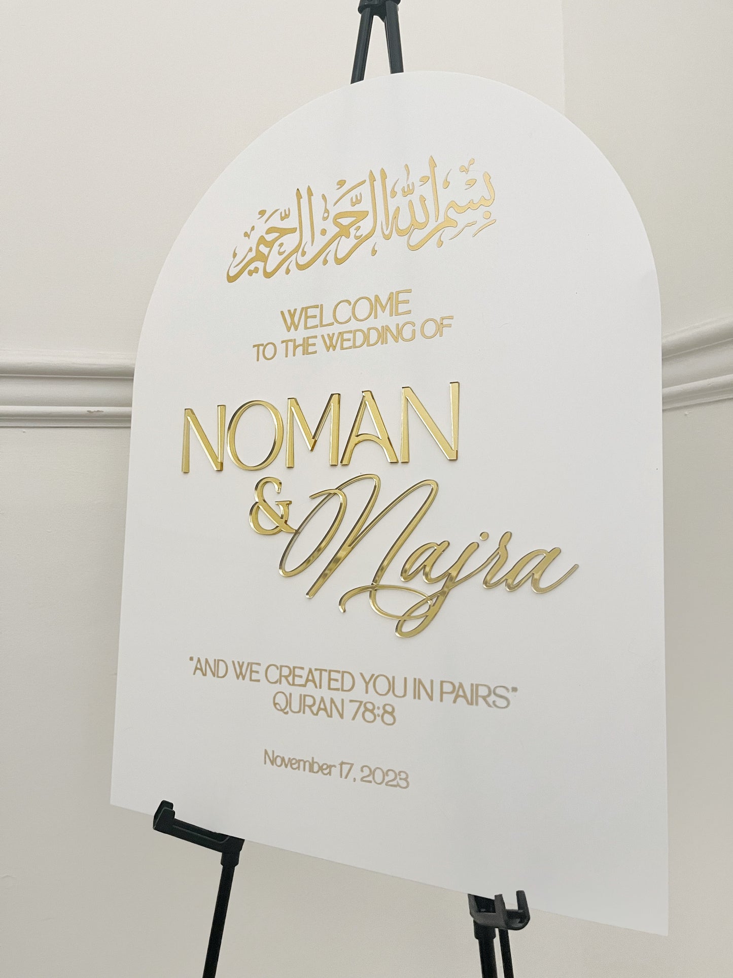 Elegant Islamic Wedding Arch Signs - Custom Acrylic Displays