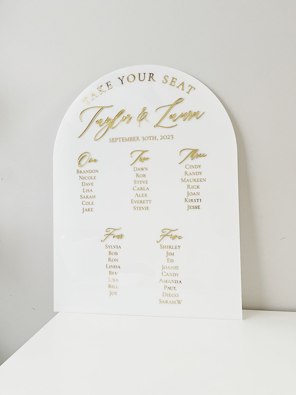 seating charts & Table number