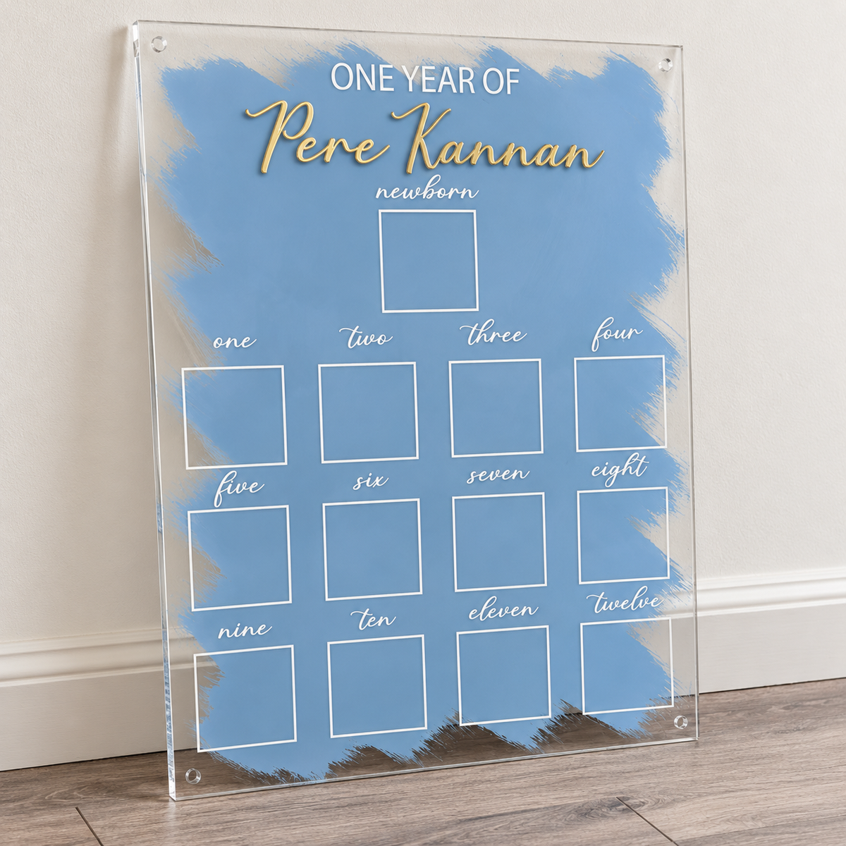 Personalized First Birthday Photo Milestone Sign | 18 x 24 Acrylic flowers