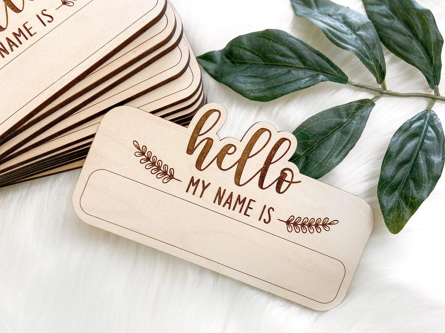 Hello My Name Is Wooden Birth Announcement Plaque, Modern Birth Announcement, Newborn Name Sign, Newborn Baby Sign, Birth Stat Sign