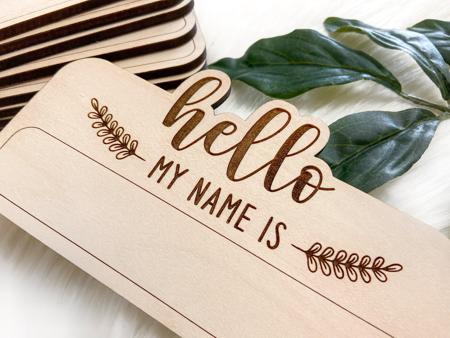 Hello My Name Is Wooden Birth Announcement Plaque, Modern Birth Announcement, Newborn Name Sign, Newborn Baby Sign, Birth Stat Sign