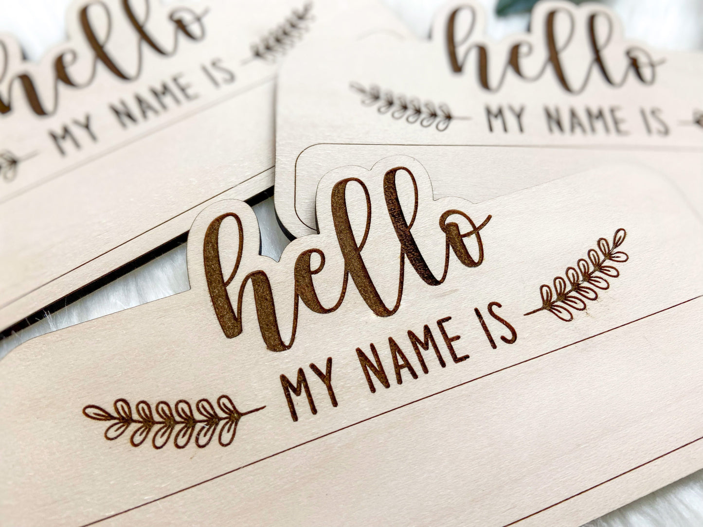 Hello My Name Is Wooden Birth Announcement Plaque, Modern Birth Announcement, Newborn Name Sign, Newborn Baby Sign, Birth Stat Sign