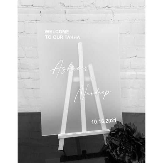 Frosted Acrylic Wedding Welcome Sign, Wedding Entrance, Welcome to our Wedding, Acrylic Sign, Modern Wedding Signage, Custom Welcome Sign