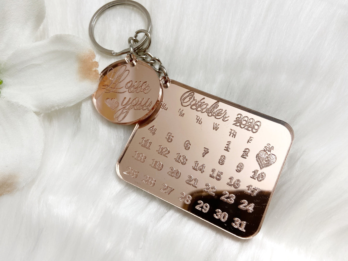 Unique Calendar Date Keychain, Anniversary Gift, Engagement Gift, Wedding Date Keychain, Save the Date Keychain, Custom Date Calendar