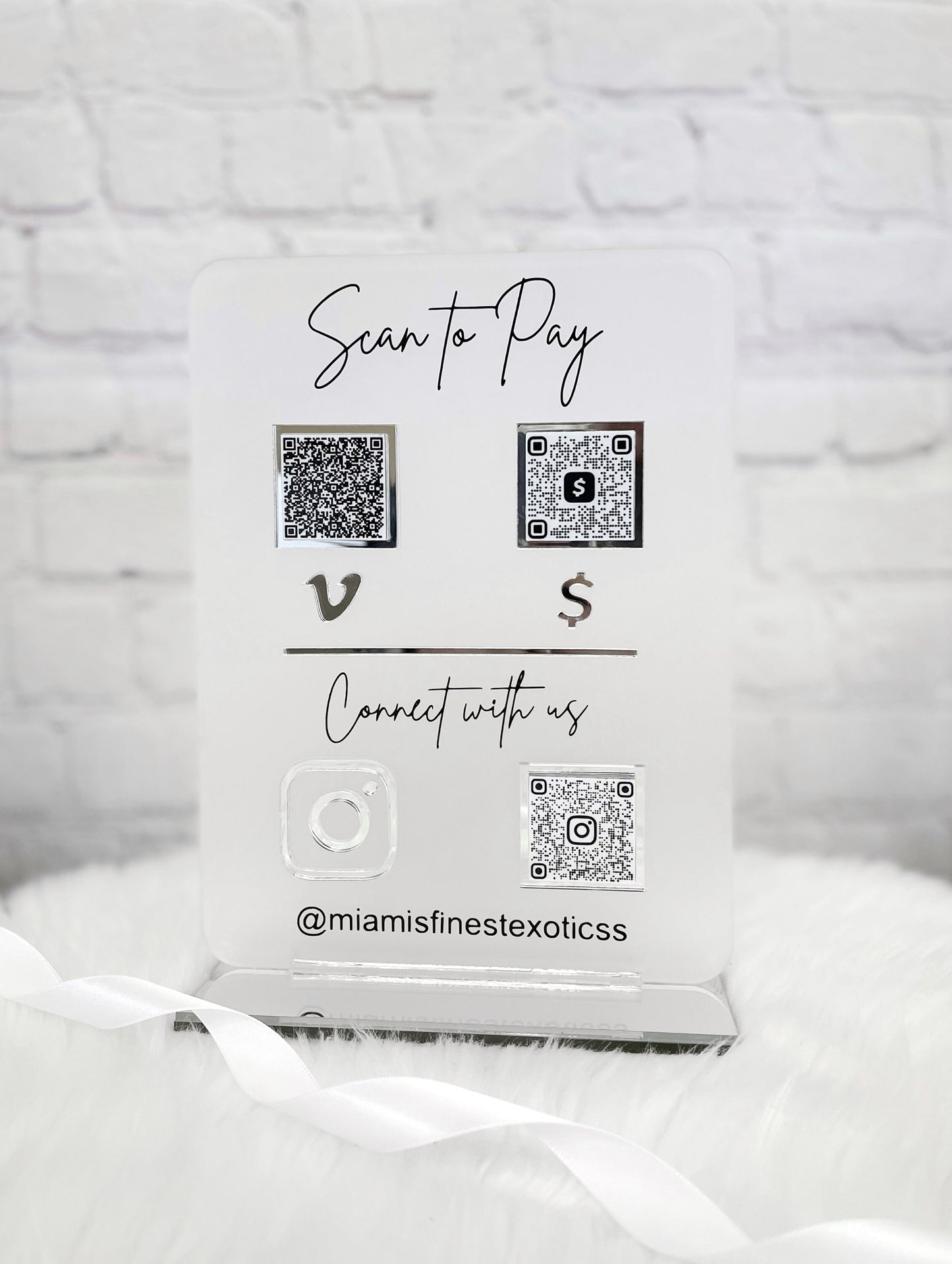 Scannable QR Code Business Social Media Sign, Scan to Pay, Multi QR Code Sign, Acrylic Business Social Media Sign, Scan to Find Us, QR Code