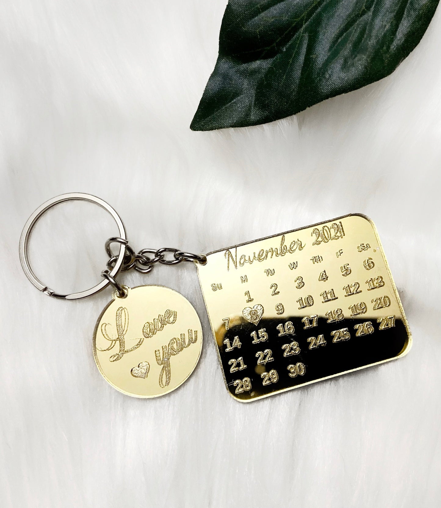 Unique Calendar Date Keychain, Anniversary Gift, Engagement Gift, Wedding Date Keychain, Save the Date Keychain, Custom Date Calendar