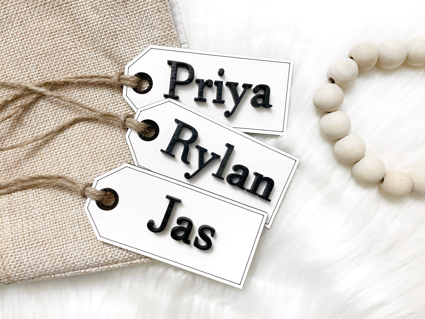 Wooden Stocking Tags, 3D Name Stocking Tags, Personalized Christmas Stocking Tags, Custom Acrylic Name Stocking, Wooden Tags, Gift Tags,