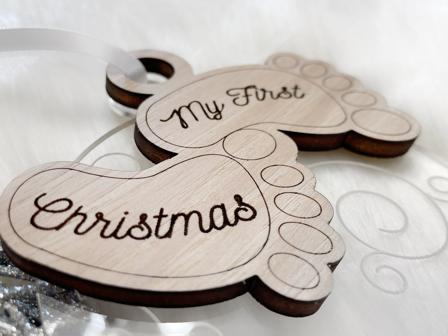 Baby's First Christmas Ornament 2021, Custom Engraved Wooden Ornament, First Christmas Together, 3D Ornament, Baby 1st Holiday Ornament